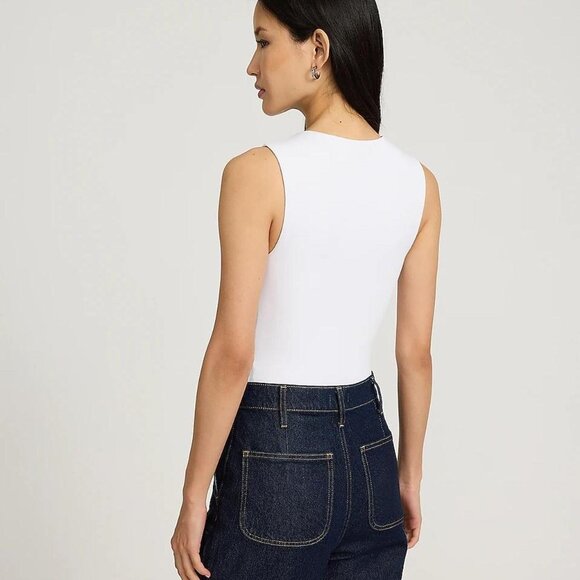 Express Body Contour High Compression High Neck Bodysuit White Size Medium - Picture 2 of 4